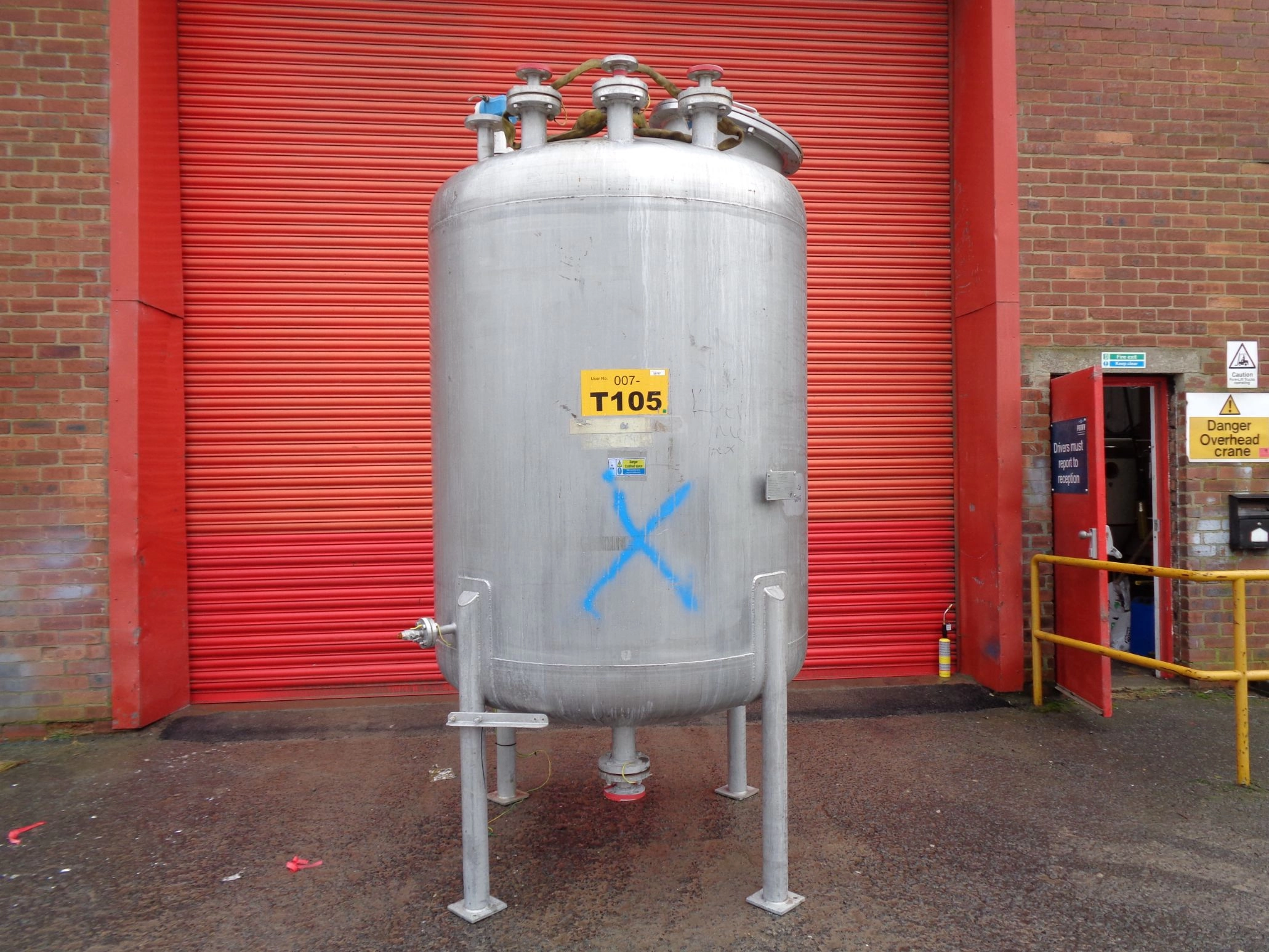 3500 Litre Vertical Stainless Steel Jacketed Storage Vessel 1600mm Dia X 1600mm Straight Side 0676