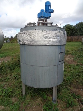 1,490 Litre Stainless Steel Vertical Mixing Vessel, 12000mm Dia x 1018mm Straight Side