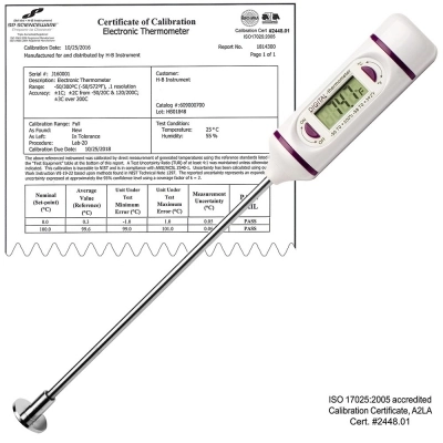 Durac Calibrated Electronic Stainless Steel Stem Thermometer,-50/200C