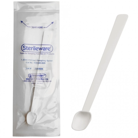 Bel-Art Long Handle Sterile Sampling Spoon; 1.23mL, Individually Wrapped (Pack of 10)