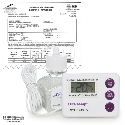 Frio Temp Calibrated Dual Zone Electronic Verification Thermometer;-50/70C