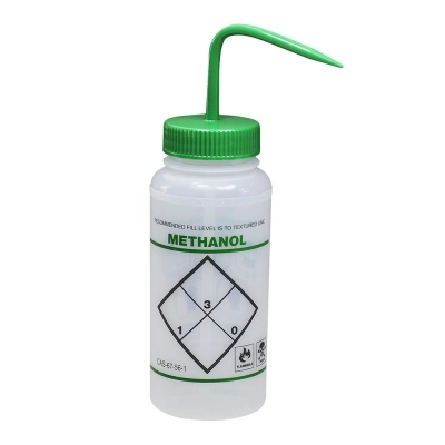 Bel-Art Safety-Labeled 2-Color Methanol Wide-Mouth Wash Bottle 11646-0623 (Pack of 6)
