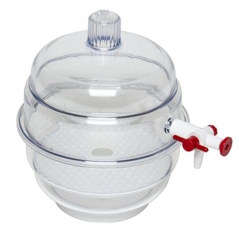 Bel-Art "Space Saver" Polycarbonate Vacuum Desiccator With Clear Bottom; .09 Cu Ft 42012-0000
