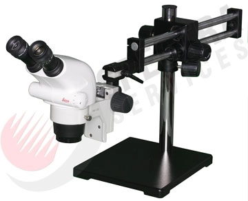 Leica S6D Trinocular Stereo Microscope on Dual Arm Boom Stand