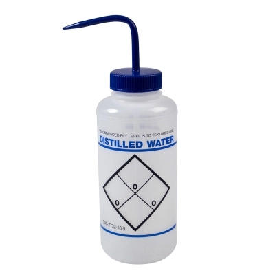 Bel-Art Safety-Labeled 2-Color Distilled Water Wide-Mouth Wash Bottle 11646-6032 (Pack of 6)