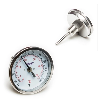 Durac Bi-Metallic Dial Thermometer;0 To 50C,1/2IN NPT Threaded COnnection, 75MM Dial