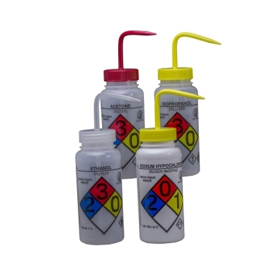 Bel-Art GHS Labeled Safety-Vented Assorted Wash Bottle 12432-0050 (Pack of 4)