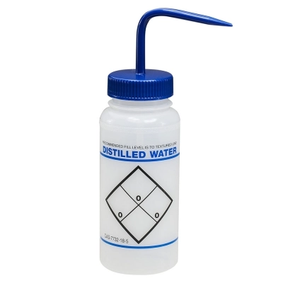 Bel-Art Safety-Labeled 2-Color Distilled Water Wide-Mouth Wash Bottle 11646-0620 (Pack of 6)