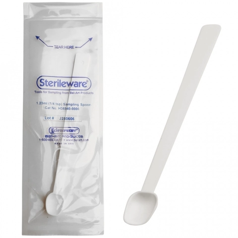 Bel-Art Long Handle Sterile Sampling Spoon; 1.23mL, Individually Wrapped (Pack of 200)