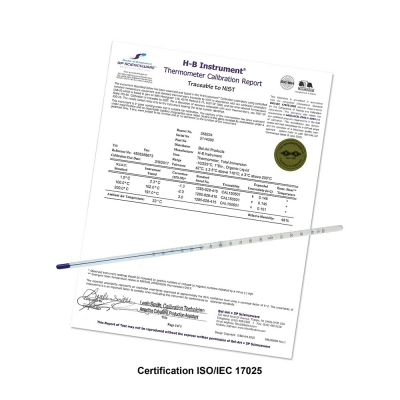 Durac Plus ASTM Individually Calibrated Liquid-In-Glass Thermometer,77/131F
