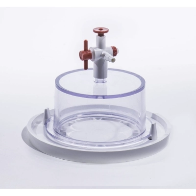 Bel-Art Clear Polycarbonate Mini Vacuum Desiccator with White Bottom; .02 Cu Ft 41099-0000