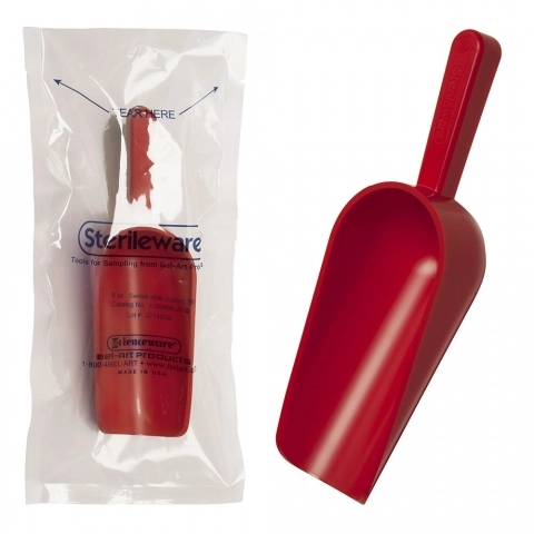 Bel-Art Sterile Sampling Scoop; 250mL, Red, Individually Wrapped (Pack of 10)