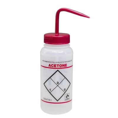 Bel-Art Safety-Labeled 2-Color Acetone Wide-Mouth Wash Bottle 11646-0622 (Pack of 6)