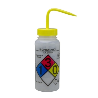 Bel-Art GHS Labeled Safety-Vented Isopropanol Wash Bottle 12416-0008 (Pack of 4)
