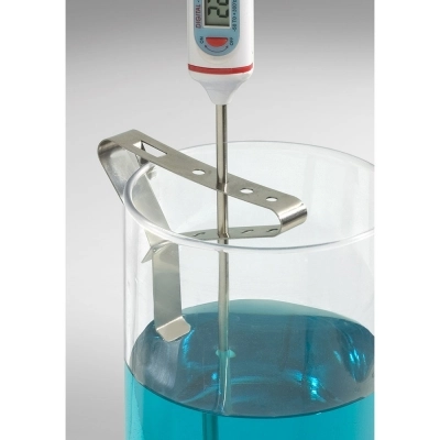 Beaker Clip Liquid-In-Glass Thermometer Holder; Multi-Probe, Stainless Steel, 4 Slots