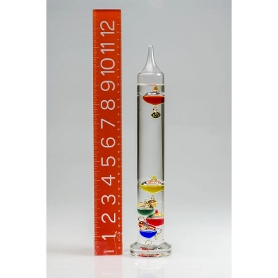 H-B Durac Galileo Thermometer;64 To 80F, 5 Spheres, 280MM
