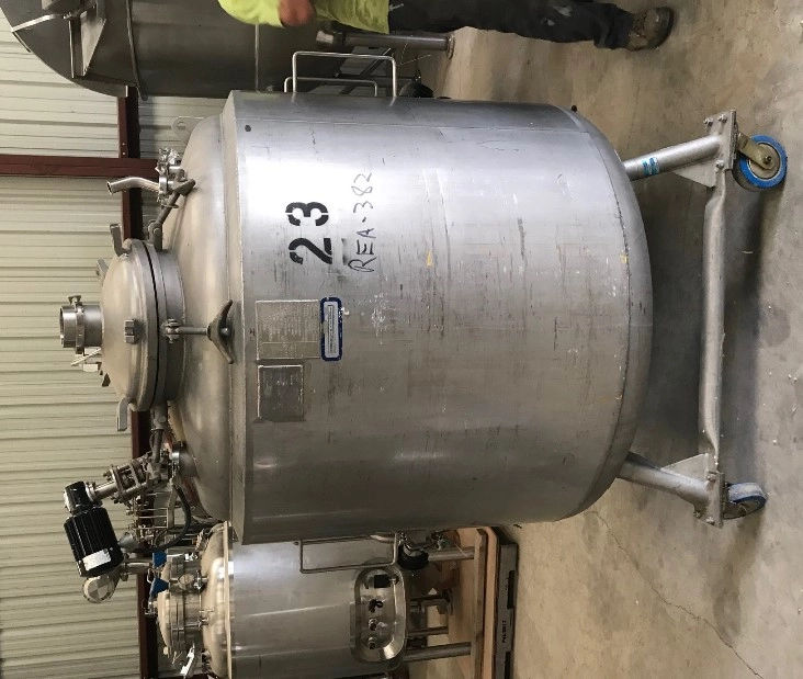 1000 Liter (264 Gal.) Stainless Steel Sanitary Pharmaceutical Grade Reactor.