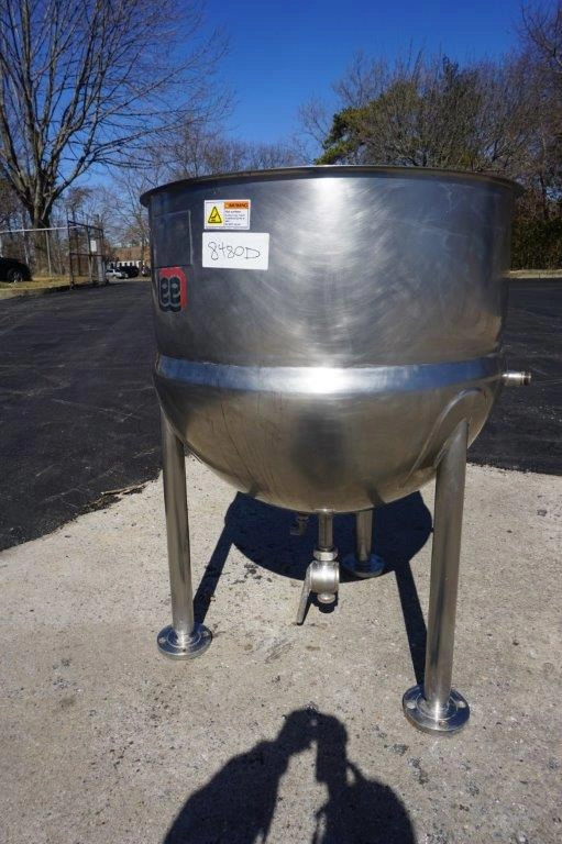 80 Gallon Lee 316 Stainless Steel Hemispherical Kettle, 45 psi Jacket