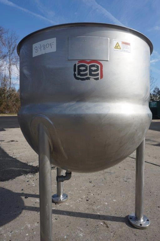 80 Gallon Lee 316 Stainless Steel Hemispherical Kettle, 45 psi Jacket