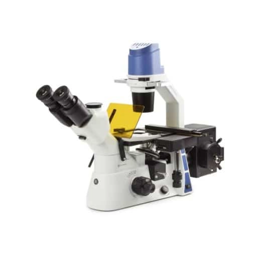 Euromex Inverted microscope for fluorescence with mechanical stage PL Fluarex 10/20/40x &ndash; Rail for 4 filter blocks and with transportation box