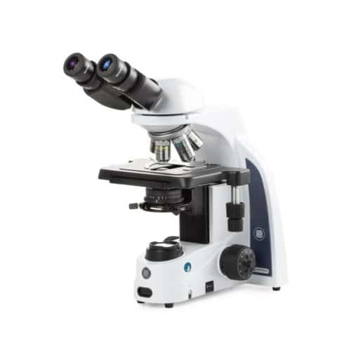 Euromex iScope binocular microscope with EWF 10x/22 mm eyepieces, E-plan EPLi 4/10/S40/S100x oil IOS objectives, rackless stage and 3 W NeoLED illumination