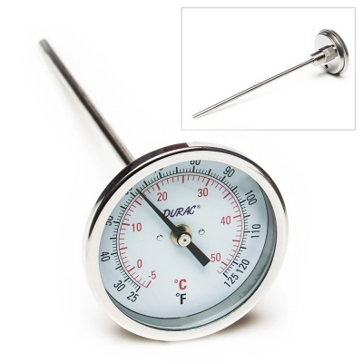 Durac Bi-Metallic Dial Thermometer;0 To 50C, 1/2 IN NPT Threaded Connection, 75MM Dial