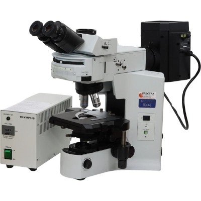 Olympus BX41 Microscope with Trinocular Head and FITC, TRITC, DAPI Fluorescence Filter Sets