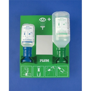 Plum Open Eye Wash Station; 2 Bottle, 200mL Sterile ph Neutralizing, 500mL Sterile Saline