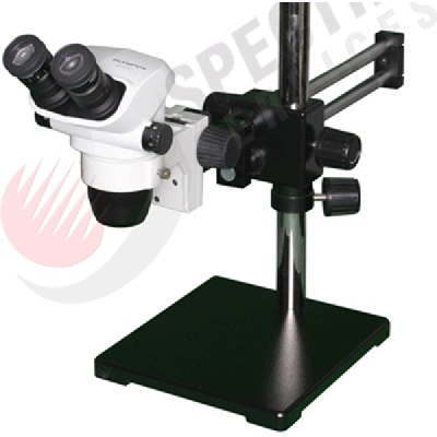 Olympus SZ5145 Stereo Microscope on Dual Arm Ball Bearing Boom Stand