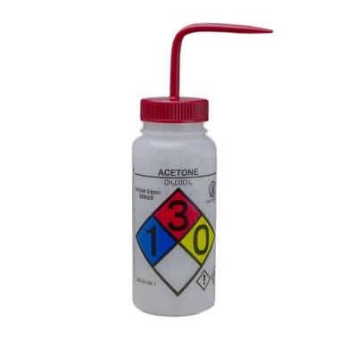 Bel-Art GHS Labeled Safety-Vented Acetone Wash Bottle 12416-0001 (Pack of 4)