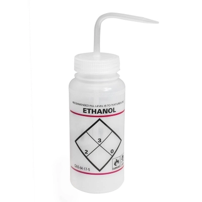 Bel-Art Safety-Labeled 2-Color Ethanol Wide-Mouth Wash Bottle 11646-0639 (Pack of 6)
