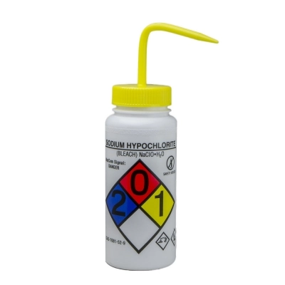 Bel-Art GHS Labeled Safety-Vented Sodium Hypochlorite Wash Bottle 12416-0015 (Pack of 4)