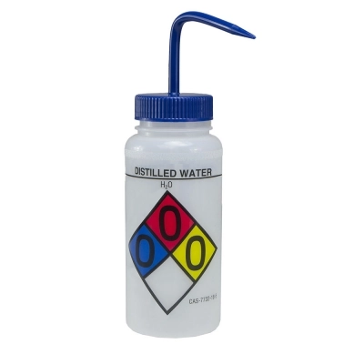 Bel-Art Safety-Labeled 4-Color Distilled Water Wide-Mouth Wash Bottle 11716-0004 (Pack of 4)