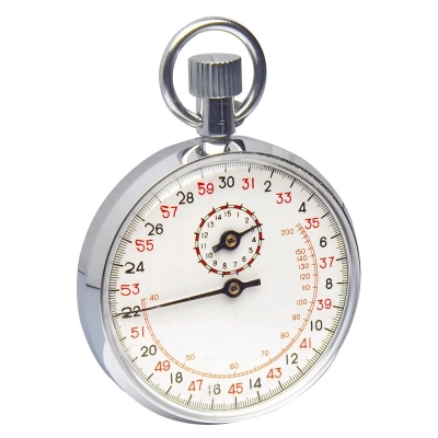 Durac Analog Copper Chromium Plated Stopwatch; 15 Minute, 1/10 Second Intervals