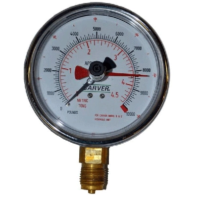 Carver 381004 Analog Force Gauge for Manual 12 Ton Presses in 100lb Increments