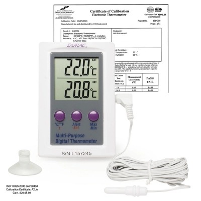 Durac Calibrated Dual Zone Electronic Thermometer With Waterproof Sensor;-50/70C