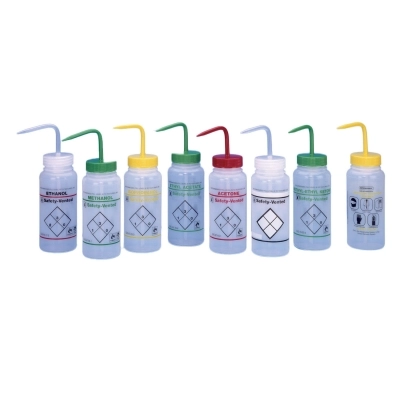 Bel-Art Safety-Vented/Labeled 2-Color Lyob Wide-Mouth Wash Bottle 11642-0638