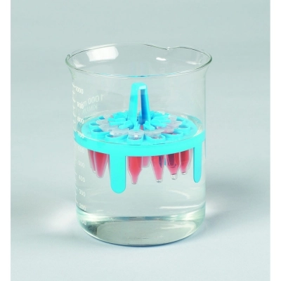 Bel-Art Microcentrifuge Tube Mini Floating Rack; 12 Places, 1000mL Beakers, Turquoise