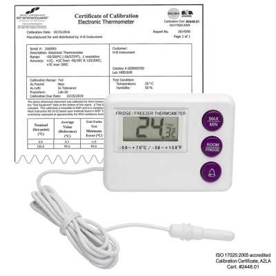 Durac Calibrated Dual Zone Electronic Thermometer With Waterproof Sensor;-50/70C