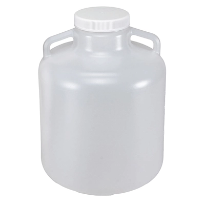 Carboys, Round with Handles, Wide Mouth, PP, White PP Screwcap, 10 Liter #7210010