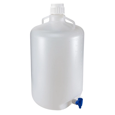 Carboys, Round with Spigot and Handles, PP, White PP Screwcap, 50 Liter #7220050