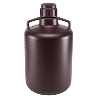 Carboys, Round with Handles, Amber HDPE, Amber PP Screwcap, 20 Liter #7240020AM