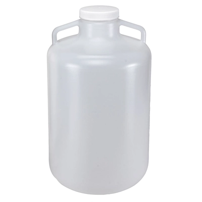 Carboys, Round with Handles, Wide Mouth, LDPE, White PP Screwcap, 20 Liter #7260020