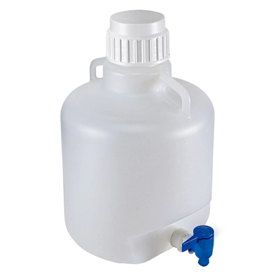 Carboys, Round with Spigot and Handles, LDPE, White PP Screwcap, 10 Liter #7270010