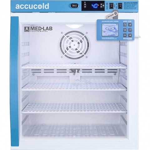 accucold Compact Laboratory Refrigerator, 1 Cu.Ft., Digital Data Logger, Glass Door # ARG1MLDL2B
