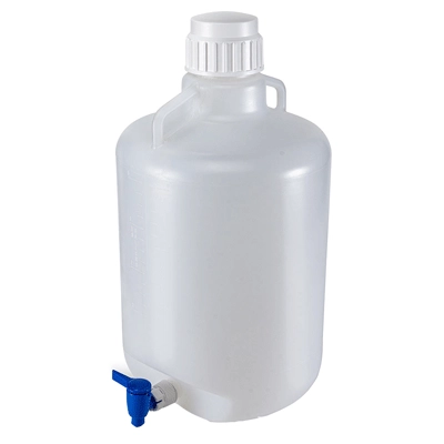 Carboys, Round with Spigot and Handles, PP, White PP Screwcap, 20 Liter #7220020