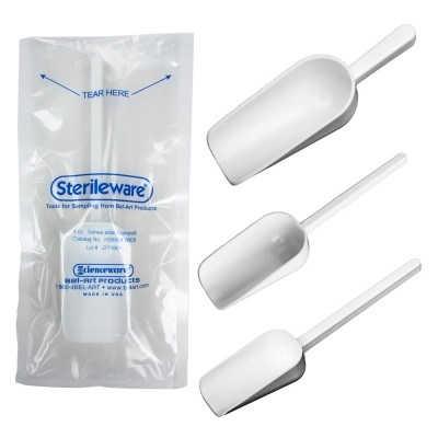 Bel-Art Sterileware Sterile Sampling Scoop, 250ML - White, 10Pk.  # 36906-1010
