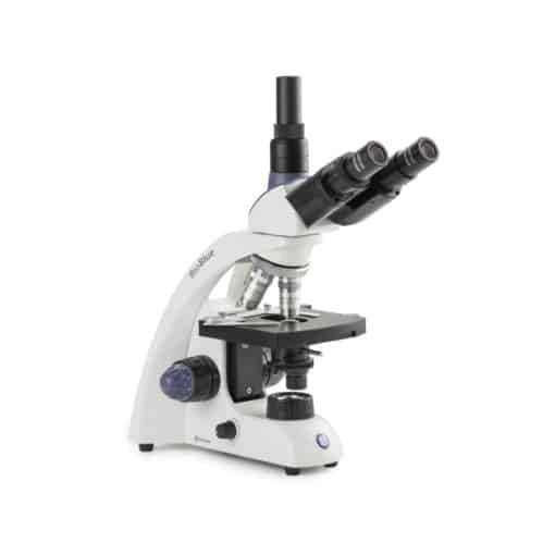 Euromex BioBlue trinocular microscope SMP 4/10/S40/S100x oil objectives with mechanical stage and 1 W NeoLED cordless illumination