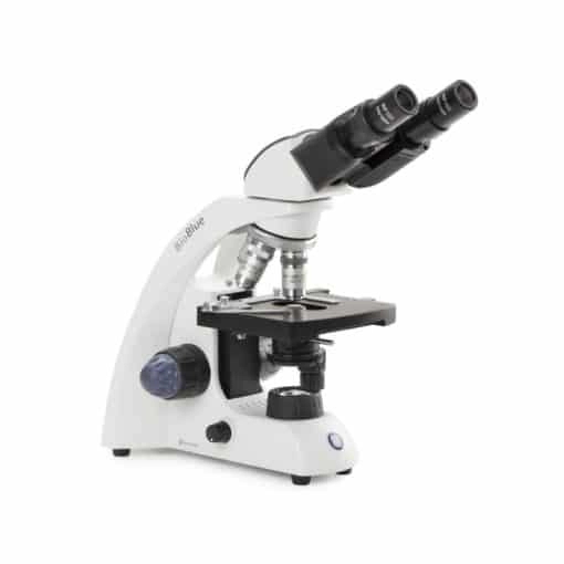 Euromex BioBlue binocular microscope SMP 4/10/S40/S100x objectives with mechanical stage and 1 W NeoLED cordless illumination