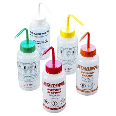 Set of 5 GHS Wash Bottles, 500mL #WGW500AST-GHS